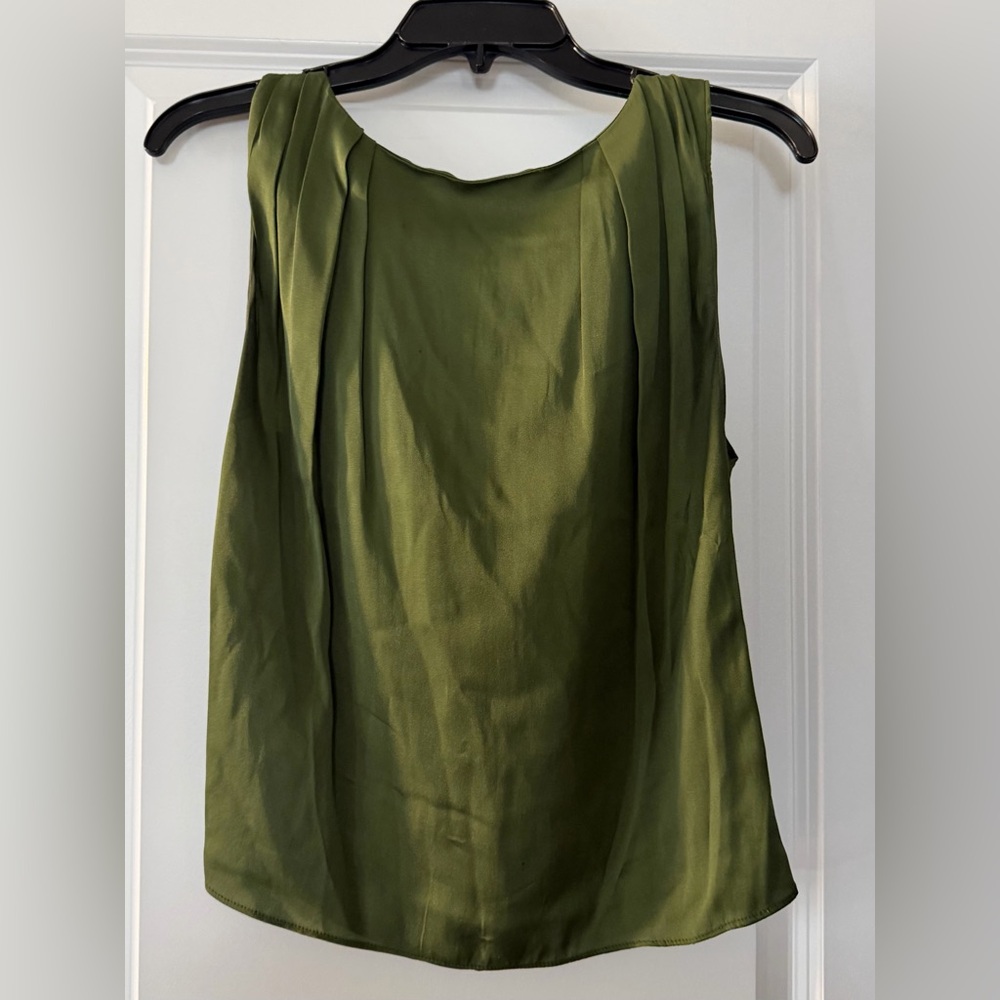 Alice + Olivia Olive Green Pleated Blouse